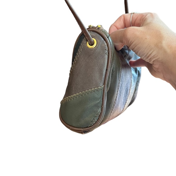 Vintage 90s leather patchwork crossbody mini bag brown - Picture 9 of 14